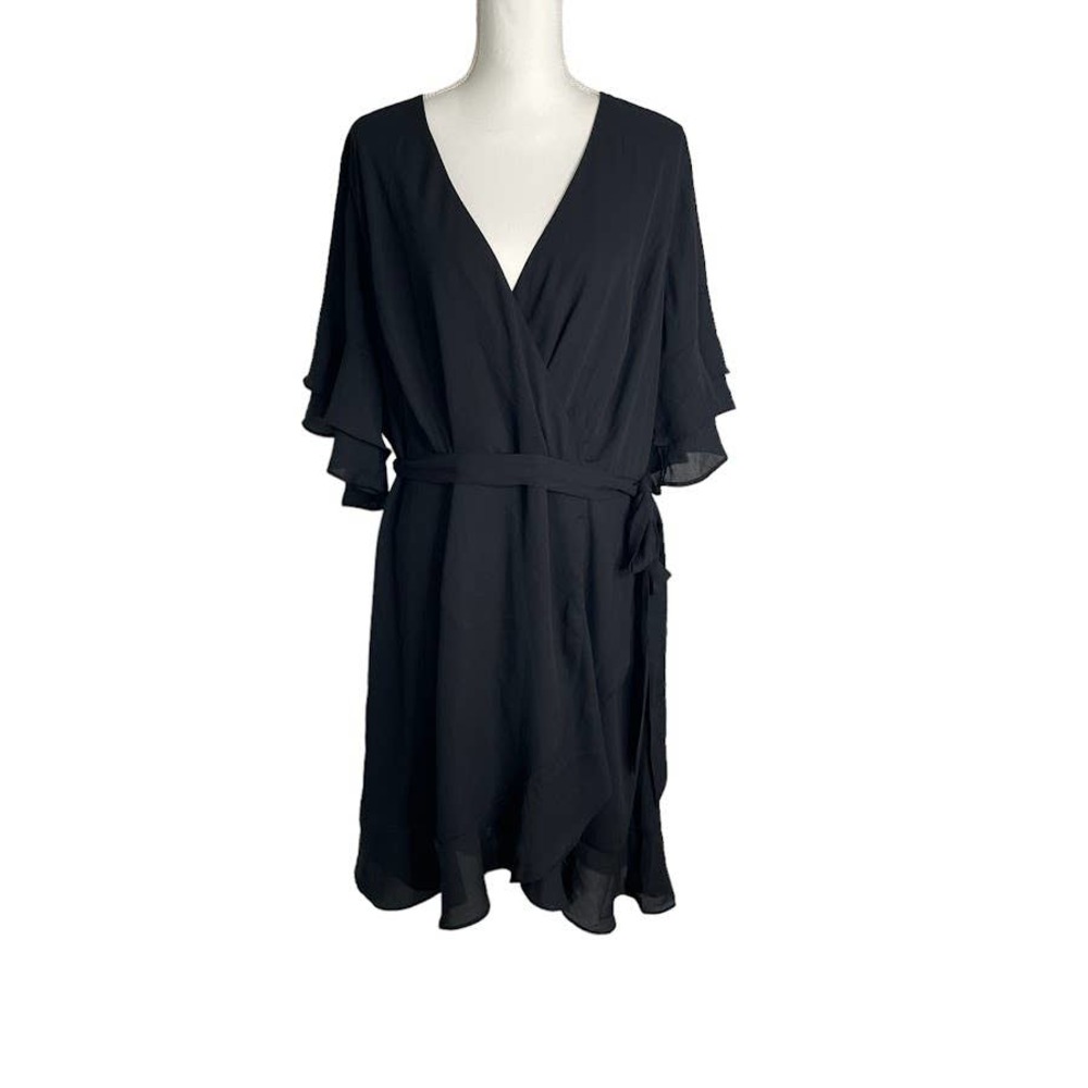 City Chic Black Faux Wrap Dress